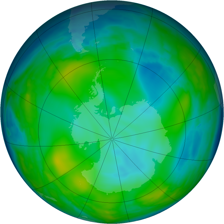 Antarctic ozone map for 06 July 2008